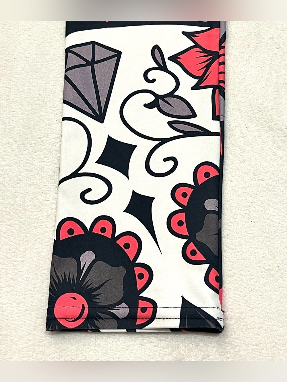 GearBunch Pink White Black Sugar Skull Day of the Dead Women’s Leggings Small - Picture 2 of 16